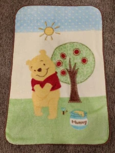 Disney Winnie the Pooh Baby Blanket Green Brown Tree Hunny Sun Luxe 30" x 45" - Picture 1 of 2