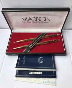 Vintage-Set Kugelschreiber und Bleistift „Madison“. Schweizer. Vergoldung - Bild 1 von 18
