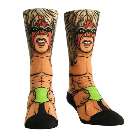 Ultimate Warrior Cartoon WWE Mens Rock Em Socks Cover