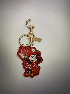 Disney X Coach Minnie Maustasche Charm Gold/Elektrisch Rot Leder CN008 Neu mit Etikett - Bild 1 von 6