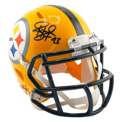 Troy Polamalu Signed Pittsburgh Steelers Throwback Speed Mini Football Helmet (J - Image 1 of 3