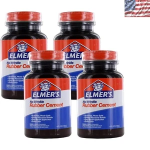 4 Pack of Acid-Free No-Wrinkle Rubber Cement for Flawless Crafting, 4 Oz Bottles - Picture 1 of 2