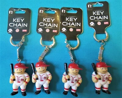 FOUR (4) CINCINNATI REDS PLASTIC, BASEBALL PLAYER KEY CHAINS FROM RICO IND. - Image 1 of 2