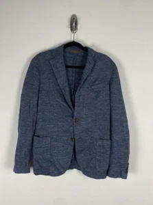 Eleventy Linen Blend Blazer Size 50 Men Navy Blue Knit Unstructured Sports Coat - Picture 1 of 11