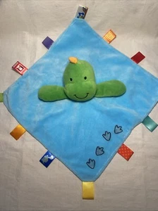 Taggies Green Dinosaur Blue Lovey Security Blanket Footprints Dino Baby Rattle - Picture 1 of 12