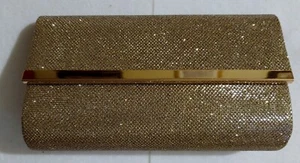 BAREMINERALS Glow Evening Clutch Bag in Golden ~ 9 in wide x 5 in - Picture 1 of 15