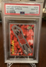 Michael Jordan PSA 10 GEM MINT 1997 Upper Deck International Stickers POP 13 SP