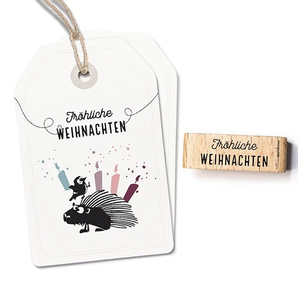 CATSONAPPLETREES Stempel Fröhliche Weihnachten 1 Holzstempel Motivstempel Kreativ Kunst