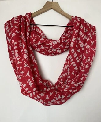 Bufanda infinita para mujer rosa-rojo diseño pájaro Foto 1 de 4