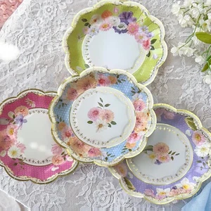Updated Vintage Floral Tea Party 7 In. Premium Decorative Paper Plates | Baby Sh - Picture 1 of 6