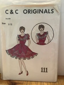 C & C Originals Square Dance Dress Pattern #111 UNCUT Vintage Sizes 5-7-9 - Picture 1 of 2