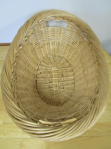 Large Vintage Oval Rigid Wicker Laundry Basket Cover