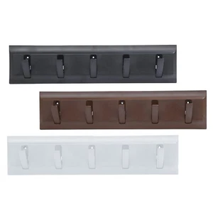 2 x Plastic Coat Hooks Rack Wall Mounted 5 Pegs Door Holder Clothes Hanger - Picture 1 of 36