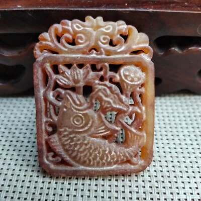 Antiguo collar colgante de jade chino tallado a mano antigua bonita estatua de jade 3102 Foto 1 de 4