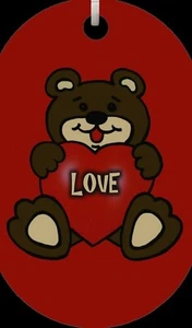 Teddy Bear Heart Love Dog Tag Necklace or Keychain FREE 30" Chain NEW CUTE - Picture 1 of 2