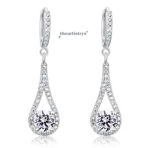 Moissanit Ohrhänger/Hänger massiv 14K Weißgold top Rundschliff 2,70 ct - Bild 1 von 9