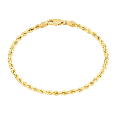 10k Oro Amarillo 2.5mm Diamante Corte Cuerda Cadena Hombre Pulsera O para Mujer - Imagen 1 de 4