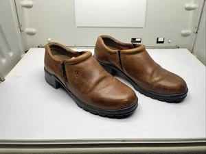 Ariat Loden 4lr Zuecos Mocasines Sin Cordones Cuero Marrón Cremallera Zapatos Para Mujer Talla 7B - Imagen 1 de 8