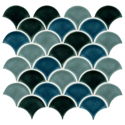Vieira Azul brillante 13,11 pulgadas X 9,96 pulgadas Azulejo de mosaico de porcelana brillante X 8 mm (9. Foto 1 de 4