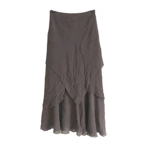Carmen Marc Valvo Collection Maxi Skirt 12 Gray Silk Tiered Overlayed Whimsigoth - Picture 1 of 6