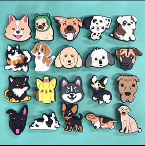 20pcs/set Cute Shoes Charms Dog French Bulldog Husky Pug Shoes Pins German... - Picture 1 of 5