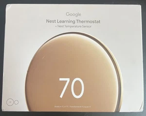 Google Nest Learning Thermostat 4th Gen Polished Gold Temperature Sensor 8483 - Picture 1 of 2
