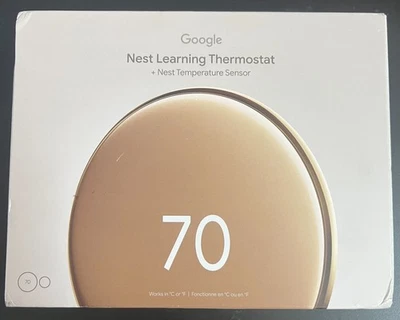 Google Nest Learning Thermostat 4th Gen Polished Gold Temperature Sensor 8483 - Image 1 of 2