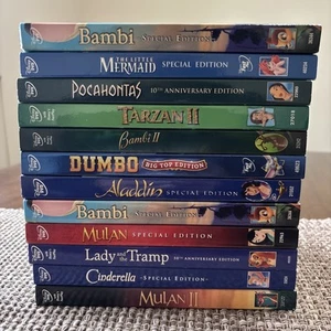 Lot Of 12 New Sealed Disney DVDs Bambi Dumbo Aladdin Mulan Tarzan Cinderella - Picture 1 of 5
