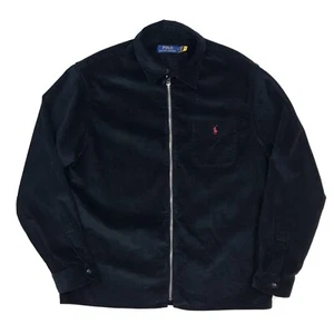 Polo Ralph Lauren Chaqueta de Pana Grande Cremallera Completa Chaqueta Cordón Sobrecamisa Negra - Imagen 1 de 17