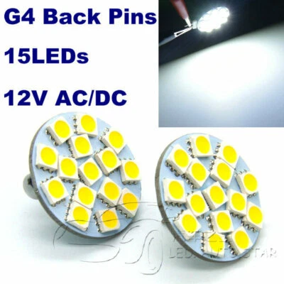 4x G4 led bulbs 15LEDs 8-30V DC replace 30W Halogen Bulb Back Pins For Spotlight - Image 1 of 4