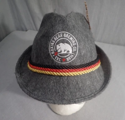 Adult Wool Felt German Oktoberfest Alpine Tyrolean Fedora Hat w/ Brewery Logo - Image 1 of 4