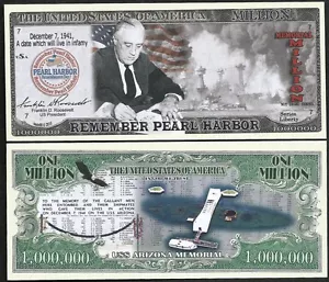 Lot of 500 BILLS - Remember Pearl Harbor with FDR & USS Arizona Memorial Million - Picture 1 of 1