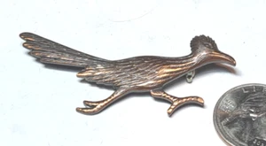 Prendedor/broche Roadrunner grabado en cobre Southwestern vintage años 60 tribal - Imagen 1 de 10