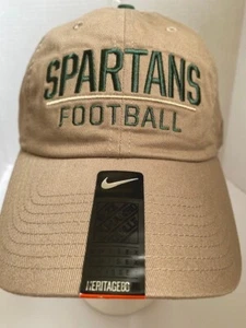 Michigan State Spartans NCAA Football Nike Heritage Adjustable Hat Khaki - Picture 1 of 6