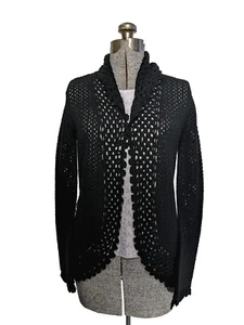 Vintage Nine & Co Nine West Women's Black Open Knit Sweater Long Sleeve Size Sm - Picture 1 of 7