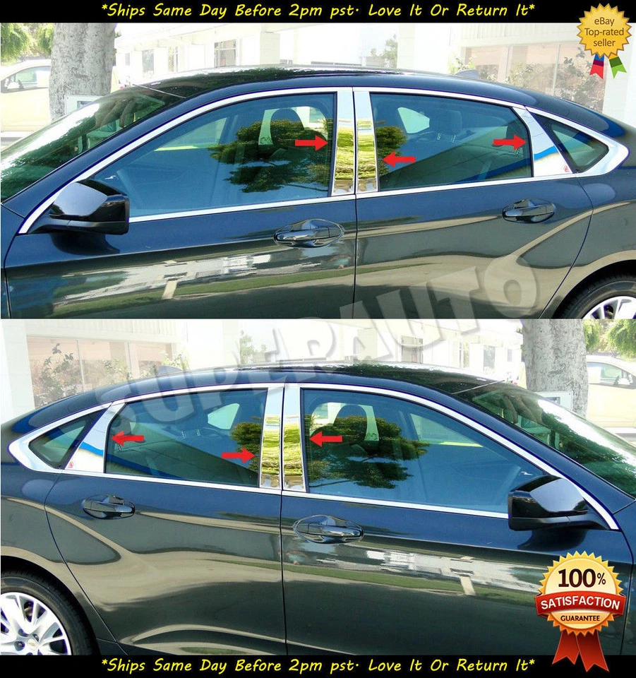 Para Chevrolet Impala 2014-2020 ACERO INOXIDABLE pulido postes de pilar embellecedores Foto 1 de 4