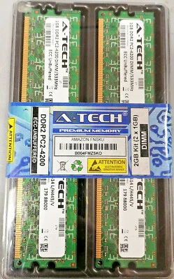 N.I.B. A-Tech 2GB Kit (2x1GB) DDR2 PC2-4200 ECC Unbuffered - Image 1 of 2