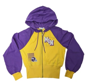 Minnesota Vikings Cropped Hoodie Small Full Zip Sweatshirt NFL x Erin Andrews - Picture 1 of 6