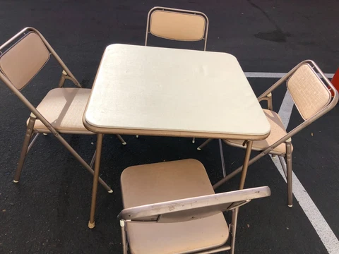 Samsonite Folding Card Table w/ 4 chairs  Rare Cover