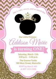 Minnie Mouse, Princess, Royal Birthday, Birthday Invitation, Minnie Birthday - Picture 1 of 1