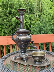 Rare Antique Imperial Russian Polish Silverplate Samovar Urn Set, Good Condition - Picture 1 of 8