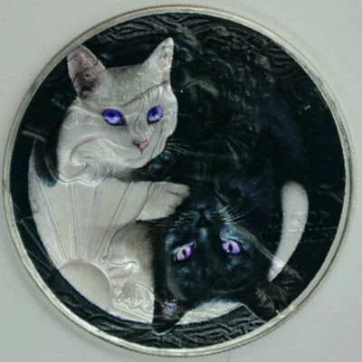 Yin Yang Cats  American Silver Eagle 1oz .999 Limited Edition Silver Dollar Coin - Image 1 of 4