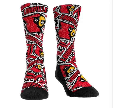 NCAA Rock 'Em Socks University Louisville Cardinals Logo Gift S/M 6-8.5 Cover