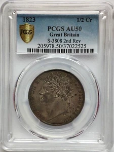 George IV 1823 1/2 Halfcrown Second Reverse PCGS AU50 - Picture 1 of 5