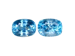 4.80 Cts BLUE NATURAL ZIRCON CUSHION 2pcs LOOSE GEMSTONES SEE VIDEO - Picture 1 of 2
