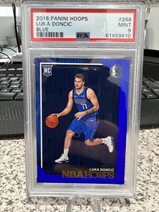 2018-19 Panini NBA Hoops Blue SP #268 Luka Doncic Mavericks RC Rookie PSA 9