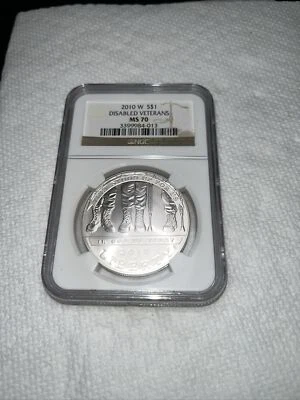 2010 W Disabled Veterans $1 Commemorative MS70 NGC Certified - Image 1 of 4