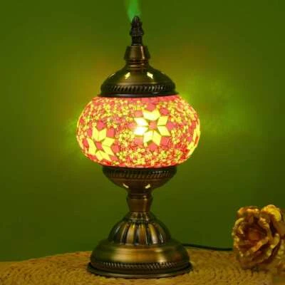 Turkish Table Lamp Metal Base Artisan Crafted Moroccan Mosaic Design Home Gift - Image 1 of 4