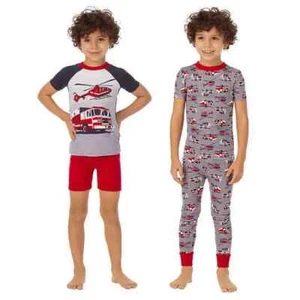 NEW Kirkland Signature Kids Boys 4-Piece Cotton Pajama Set, Fire Rescue, Size 10 - Picture 1 of 7