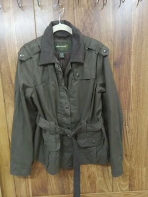 Chaqueta Eddie Bauer Grande Cinturón Cuello Pana 100% Algodón A Presión y Cremallera Jrs Foto 1 de 4